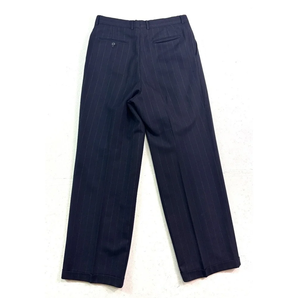 vtg 90s Evan Picone 44L 33x32 2pc Pant Suit Double Breasted Flannel Wool USA